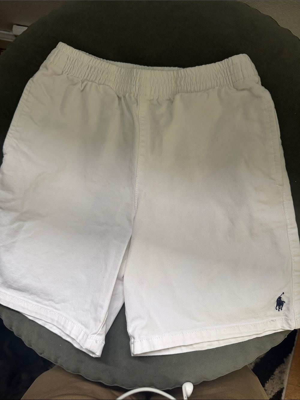 Ralph Lauren White Elastic-Waist Cotton kids  Athletic Shorts
